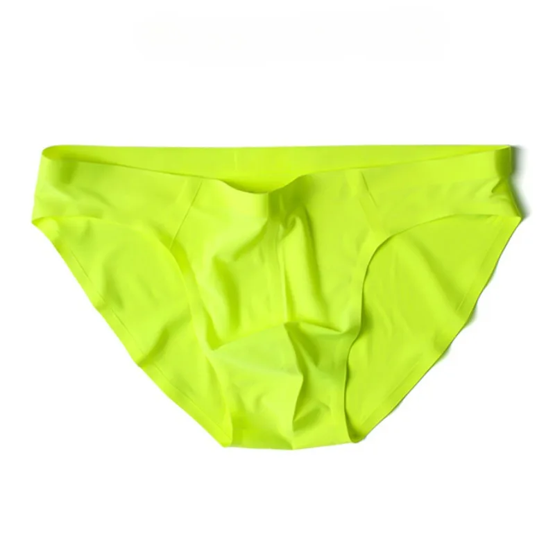 

Men's Seamless Underwear Ice Silk Sexy Lingerie Low Waist Briefs Green Smooth Youth Bikini Briefs Breathable Underpants Dropship