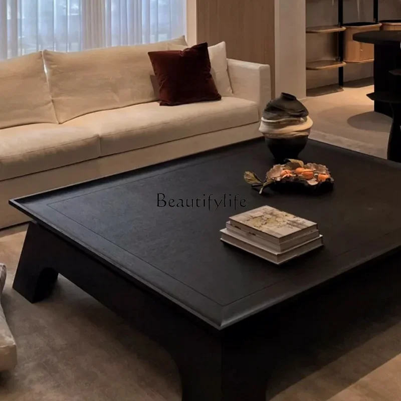 13Italian coffee table Modern simple rectangular square New Chinese coffee table, black oak