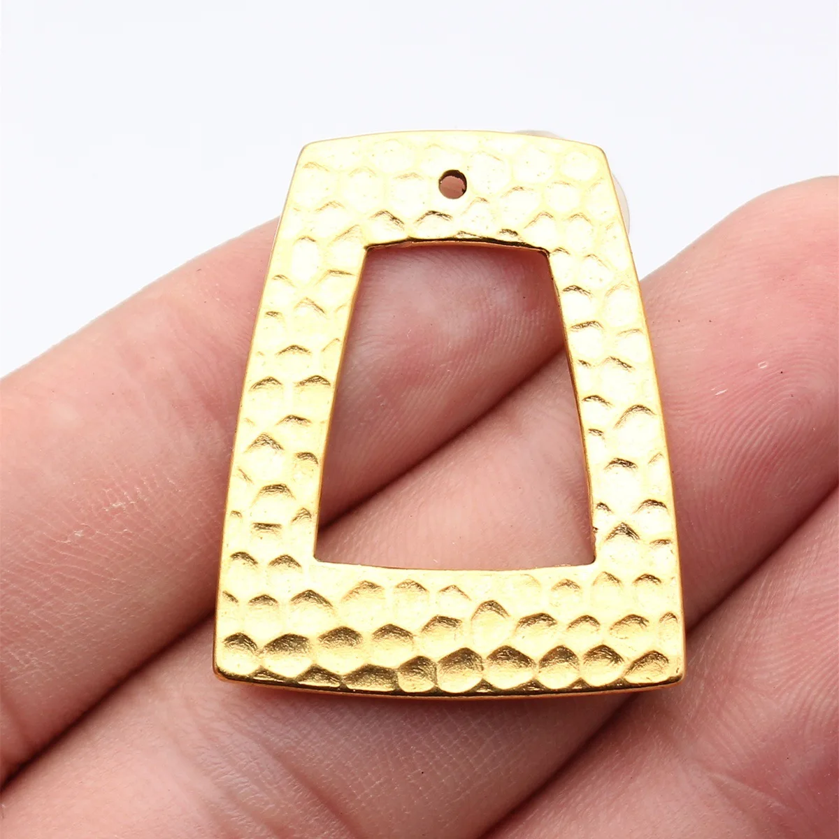 8pcs 35x28mm(1.38x1.1inch) 5 Colors Hollow Out Hammered Trapezoidal Geometric Charms Jewelry Findings Supplies
