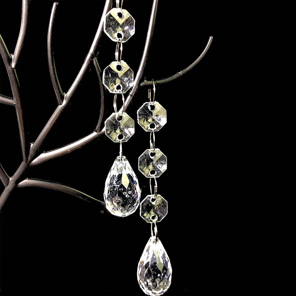 20/40PCS Crystal Pendant Transparent Door Curtain Ornament Acrylic Wedding Road Guide Desktop Decoration Christmas Tree Decor