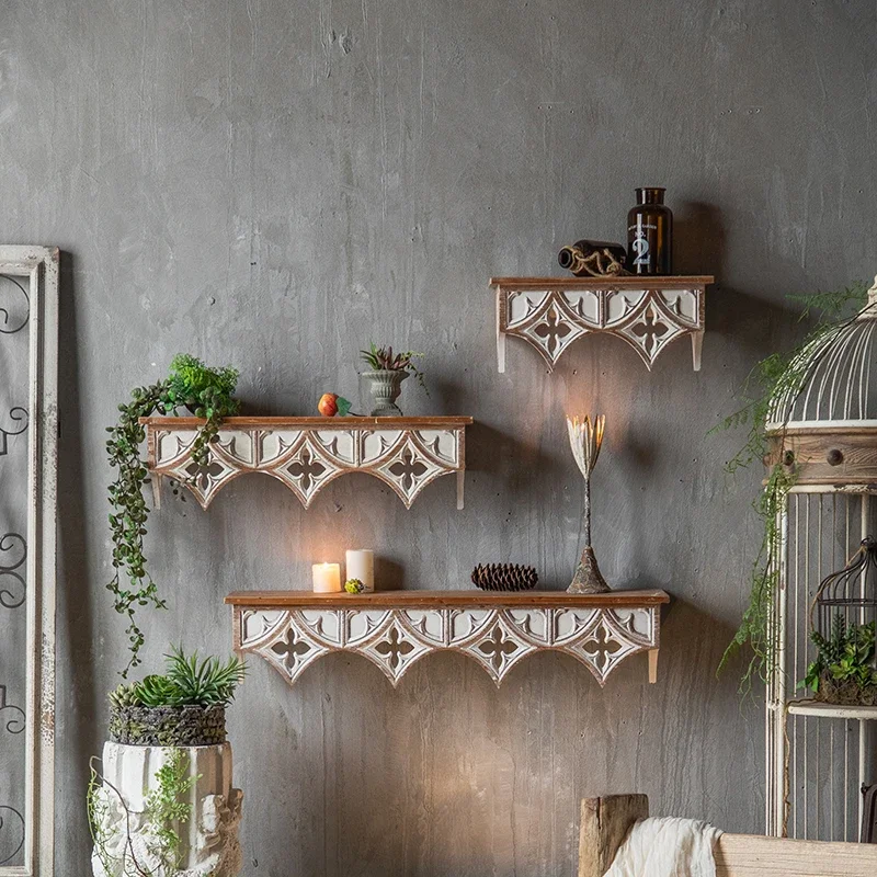 Gothic Revival Floating Wall Shelves, Handcrafted Cathedral-Inspired Home Decor with Quatrefoil Design