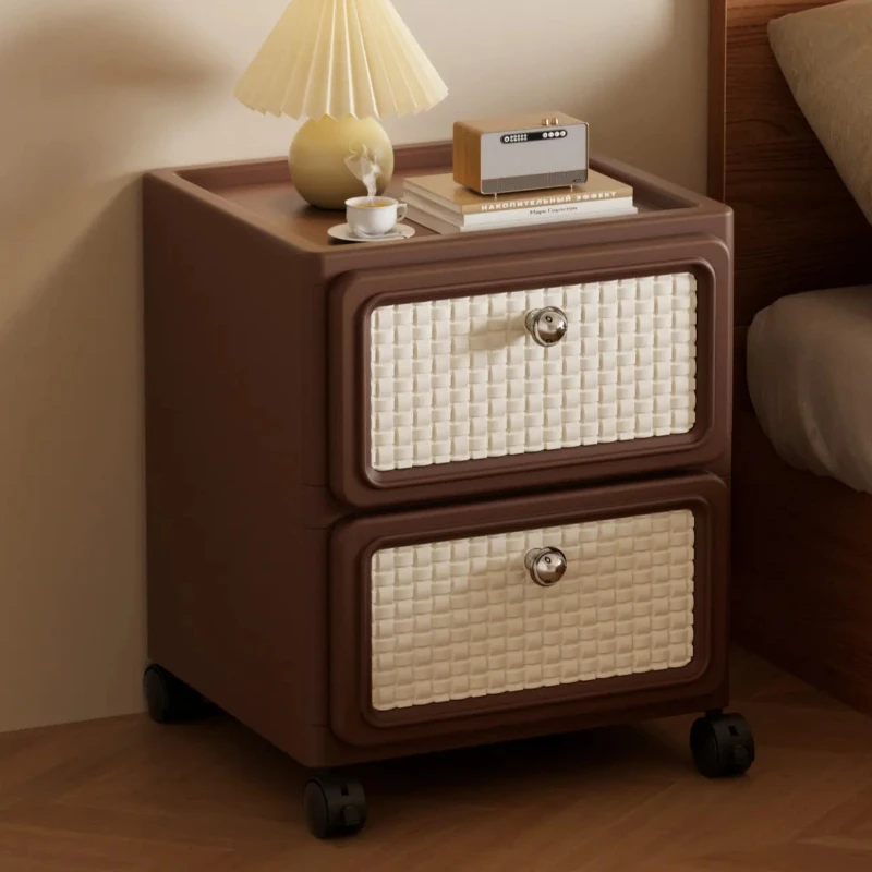 Mid Century Plastic Drawer Cabinet,Large Capacity Mobile Organizer, Swivel Caster Nightstand Chest,Multi Tier Rolling Snack Unit