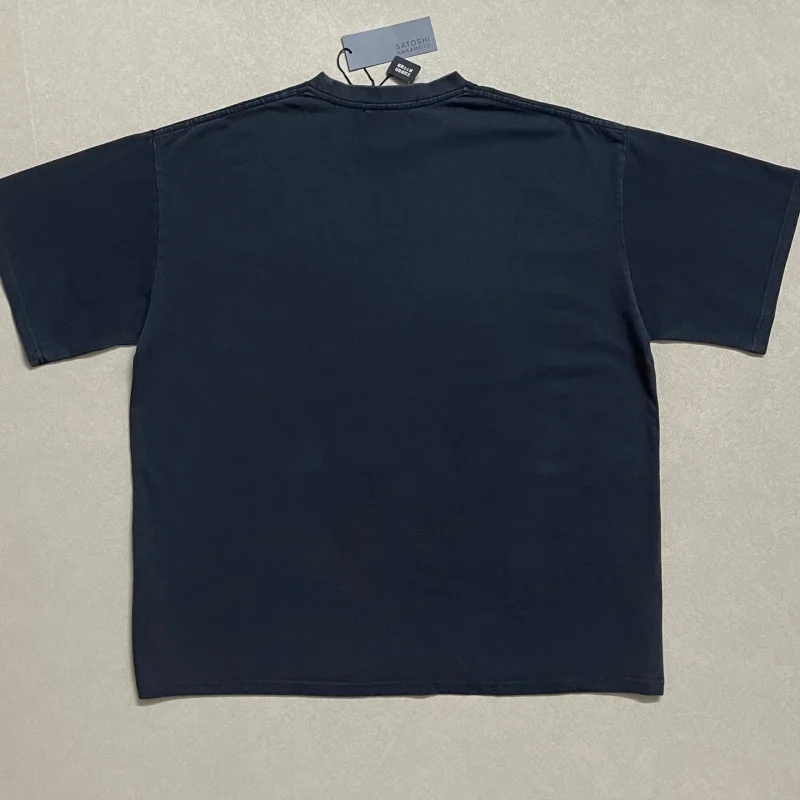 Satoshi Nakamoto Abstract Print Oversized T-Shirt Men Vintage Washed Streetwear Cotton Tee