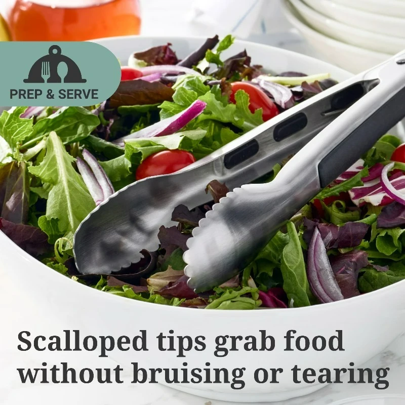 Professional Stainless Steel 10.5-inch Locking Kitchen Food Tongs