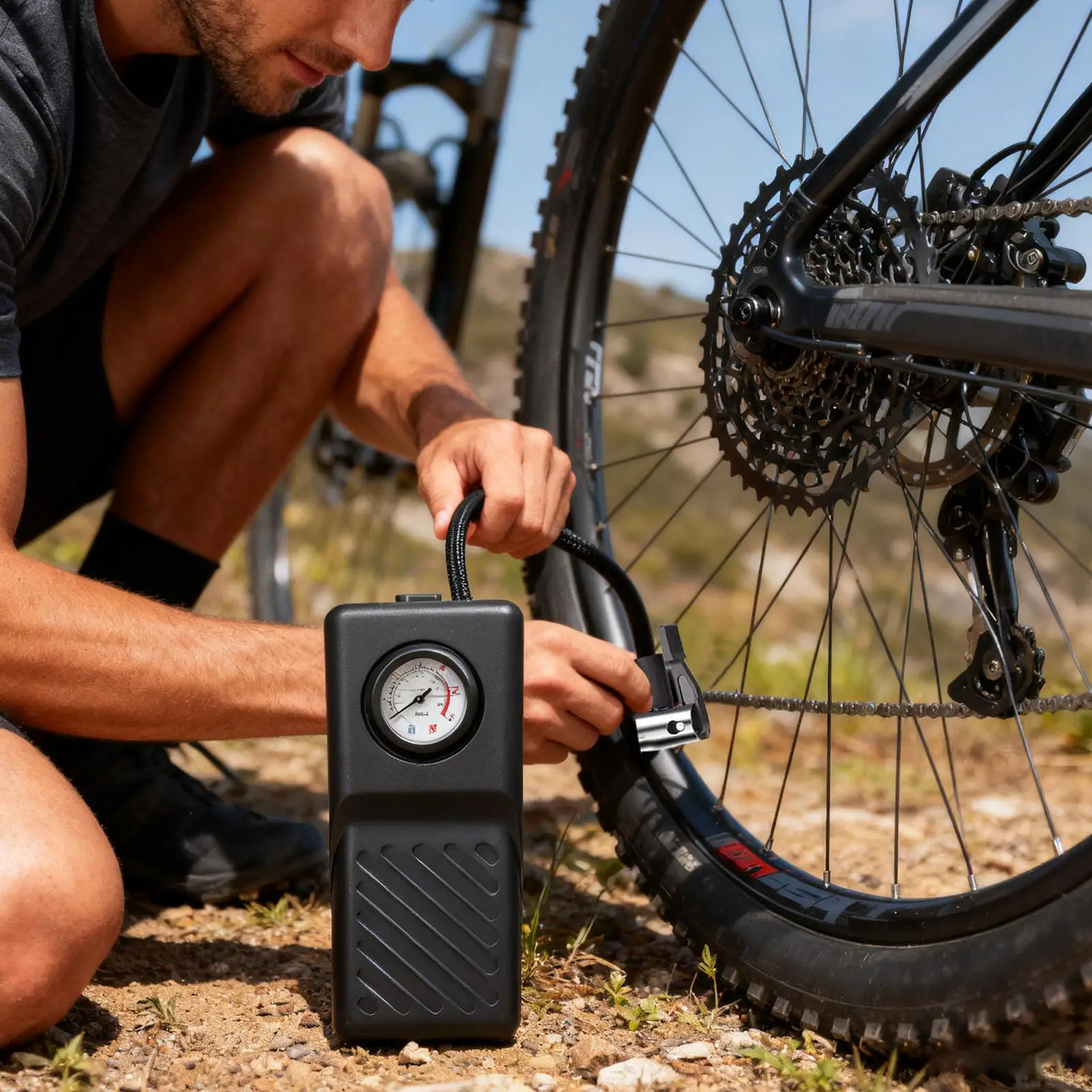 

Car Air Pump Rechargeable Cordless With Pressure Gauge Tire Inflator Portable Air Compressor For Motorcycle Electric Scooter