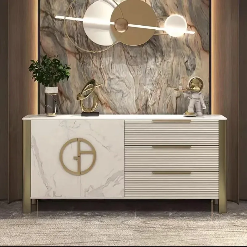 Post-modern living room Simple rock slab storage Home storage cabinet door Household large capacity