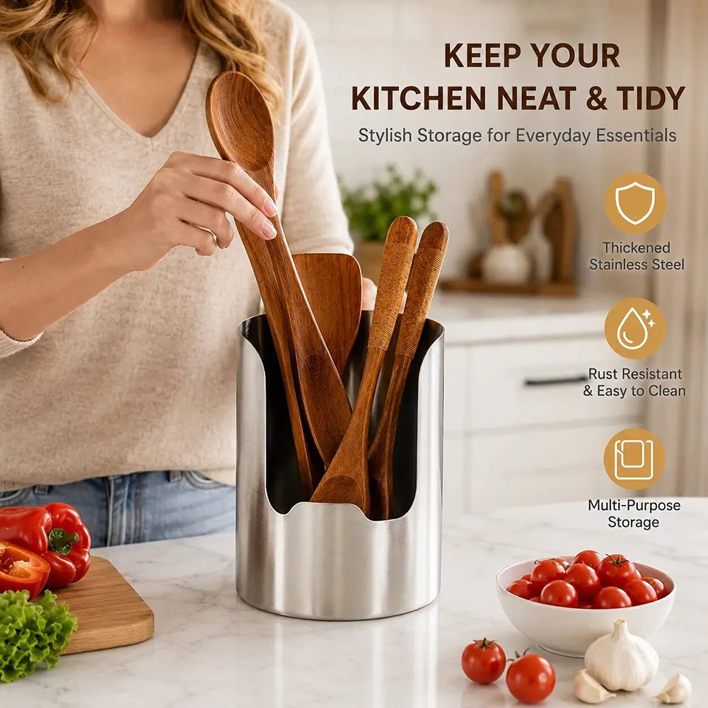 Kitchen Utensil Organizer,Stainless Steel Multi-functional Kitchen Utensil Holder,Cutting Board/Fork /Ladle/Chopsticks Storage