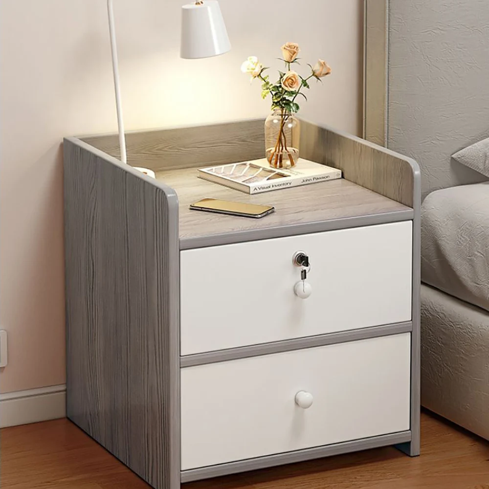 Cabinets Nightstands for Bedroom Furniture Modern Small Bedside Table Drawer with Lock Nordic Minimalist Storage Bedside Cabinet