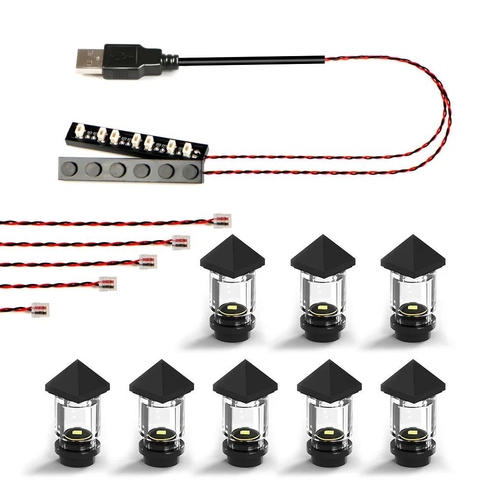 14 STKS Bouwstenen Gazon Verlichting Sfeer Moc Straatlantaarn Landschap Verlichting Tuinen Parken Stad LED Baksteen Speelgoed