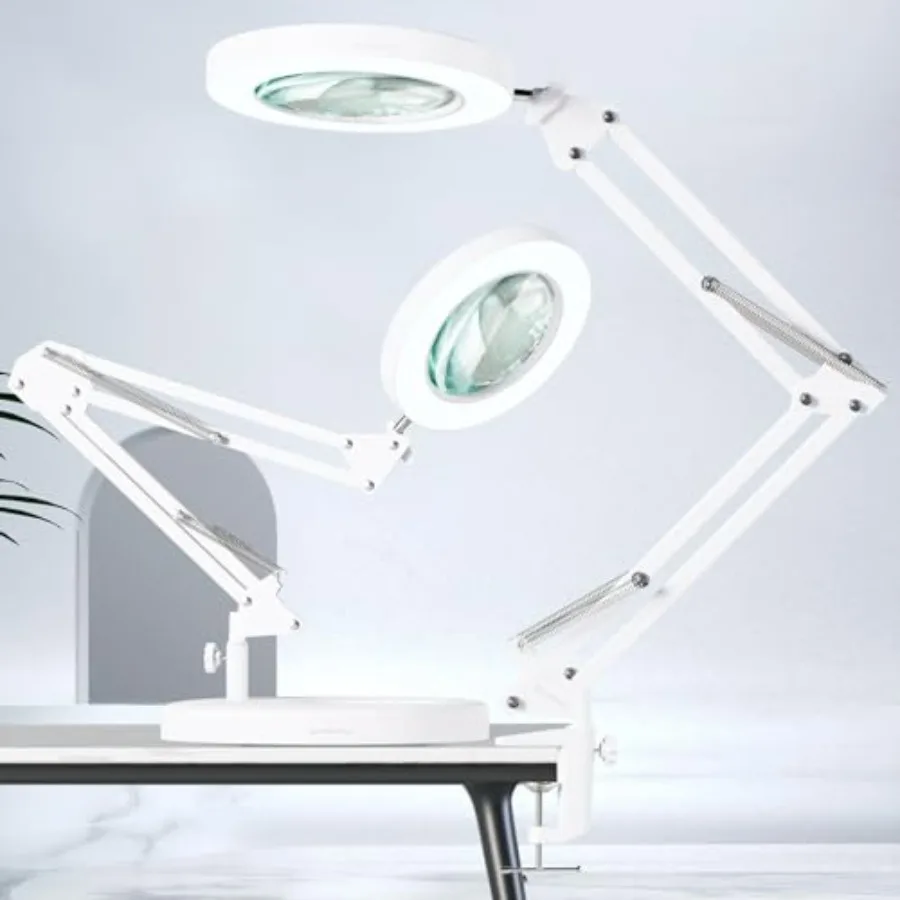 

10X Magnifying Glass with Light, 1, 800 Lumens Stepless Dimmable, 3 Color Modes, 4.2″ Real Glass Lens LED Magnifying Desk Lamp