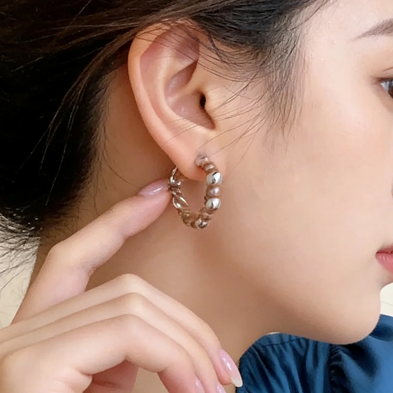 Handcrafted Multicolor Knitted Yarn C Hoop Earrings Retro Unique Chic Lightweight for Women