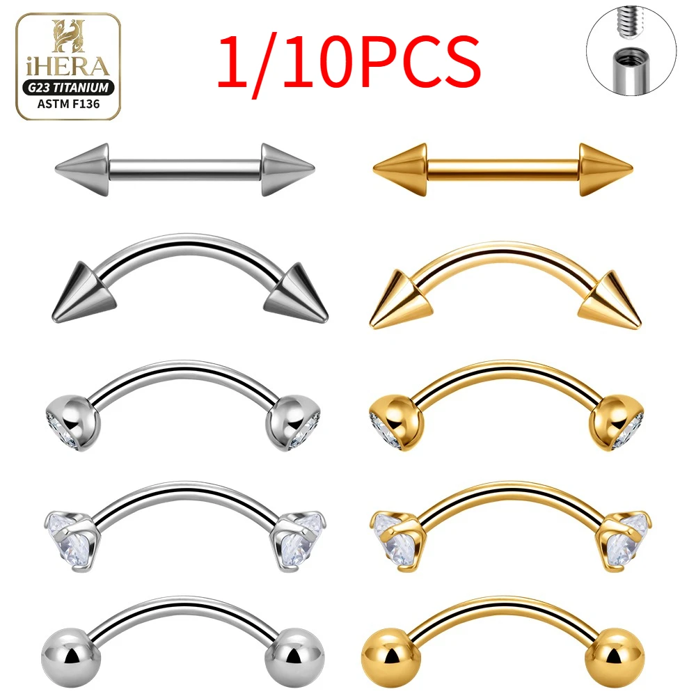 Image of ASTM F136 Titan Großhandel Gerade Gebogene Barbell Augenbrauen-Piercing Vertikaler Labret Schmuck Zungenpiercing Lippenring Körperpiercing