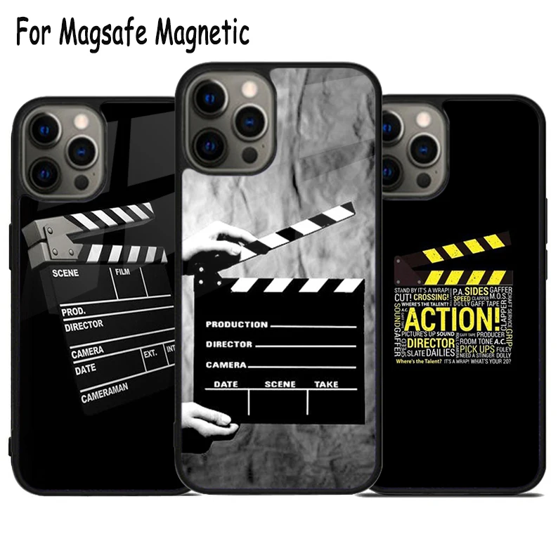 Film Movie Director Clapper Board Wireless Magsafe Phone Case For iPhone 15 16 14 13 11 12 Pro Max Plus Magnetic Bumper Cover