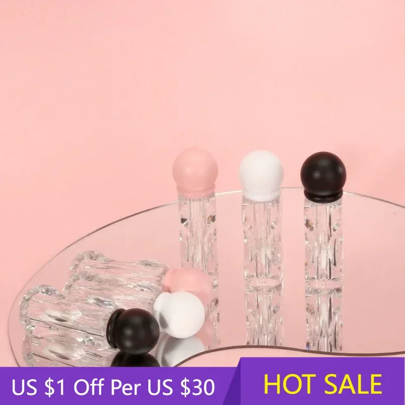 

3ml Lip Gloss Tube Matte Pink Clear Thick Rod Large Brush Head Bottle Makeup Mud Packaging Empty Cosmetic Material