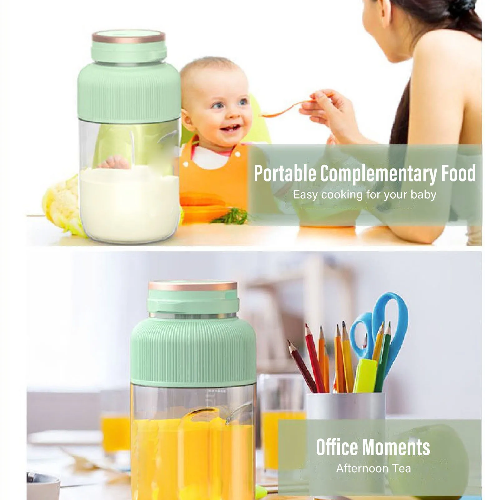 كوب خلاط كهربائي محمول 18000 دورة في الدقيقة عصارة لاسلكية 1200 مل للاستخدام الخارجي يجعل العصائر والمخفوقة