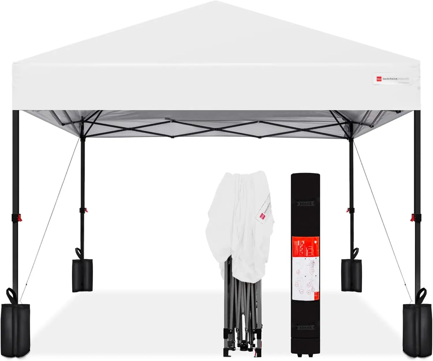 Choice Products 12x12ft 1-Person Setup Pop Up Canopy Tent Instant Portable Shelter w/ 1-Button Push, Case, 4 Weight Bags - White