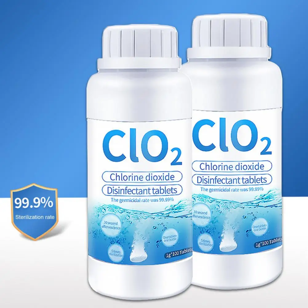 100 قطعة/زجاجة دائم مريحة أقراص ثاني أوكسيد الكلور الوقت إنقاذ حمام سباحة محمول تنظيف الكيميائية اللوحي