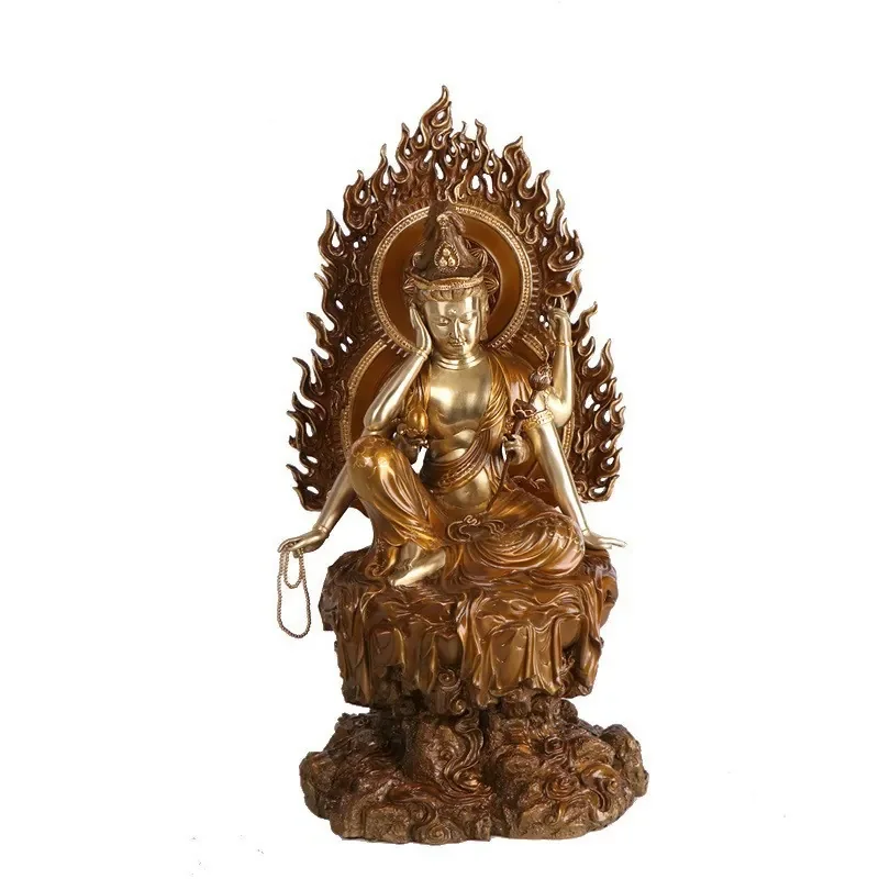 Copper Ruyi Wheel Guanyin Ornament for Home Decoration Copper Guanyin Crafts for Living Room Copper Ruyi Guanyin Statue for