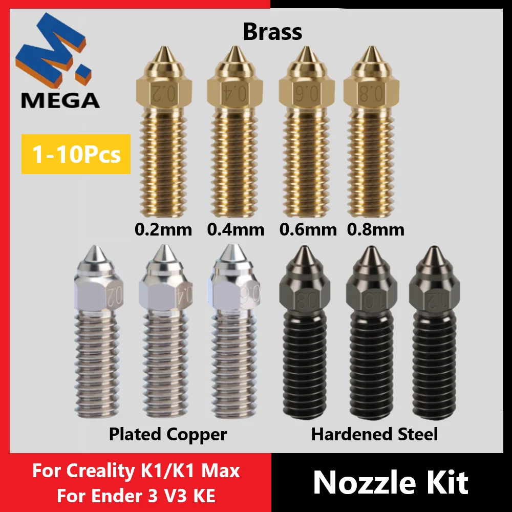 Dysze do Creality Ender 3 V3 KE Dysza z mosiądzu platerowanego miedzią, hartowana stal do drukarek 3D Creality K1 / K1 Max / CR-M4