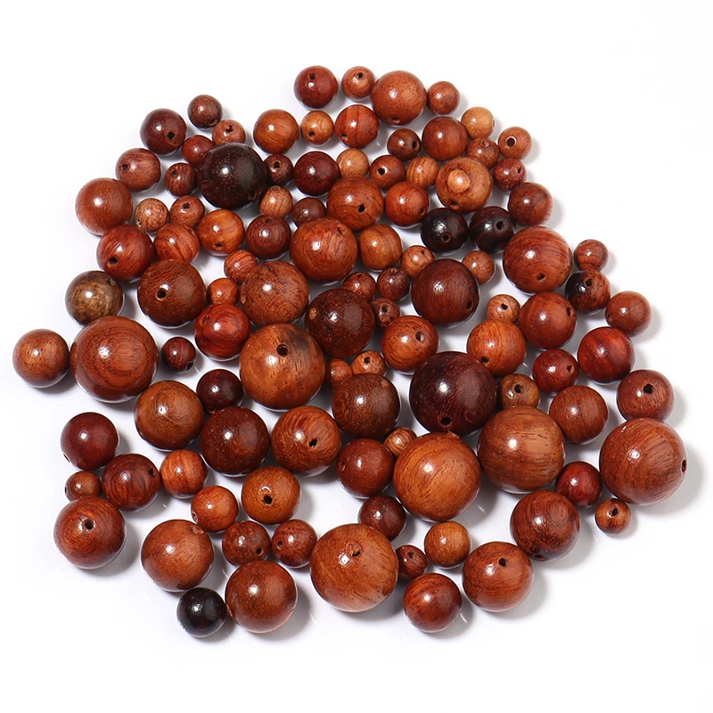 50/100pcs Burmese Rosewood Bead 6-15mm Natural Wooden Round Loose Beads for Jewelry Making Handmade DIY Bracelet Accessories