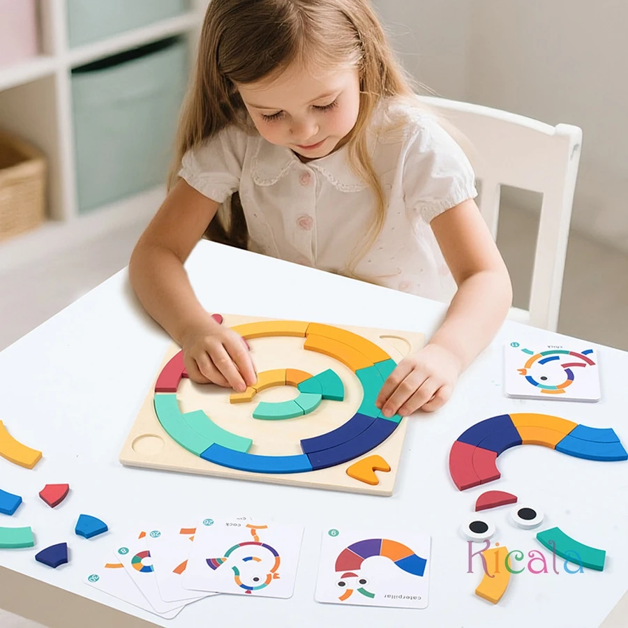 ตัวต่อจิ๊กซอว์ 3 มิติ บล็อกสีรุ้ง ของเล่นเสริมสร้างพัฒนาการเด็ก ฝึกสมอง ของเล่นไม้เสริมทักษะ สนุกสนานสำหรับเด็กเล็ก ของเล่นเสริมการเรียนรู้หลากหลายรูปแบบ