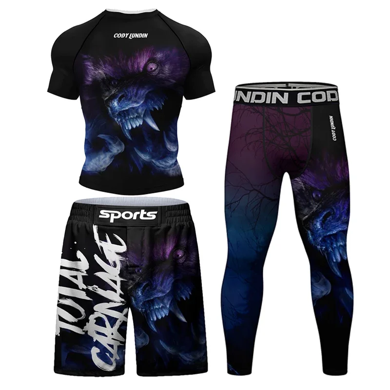 T-shirt et pantalon de boxe MMA pour hommes, shorts de Muay Thai, ensembles de kickboxing Rashguard, combinaisons de sport de gymnastique Boxbones, Jerseile Jiu Jitsu Herb J Économie, nouveau