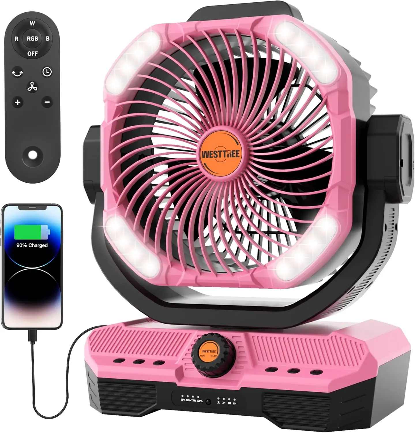 

Battery Powered Fan Powerful Airflow Battery Operated Air Circulator Fan for Bedroom,Quiet & 360°Auto Oscillating Rechargeable C