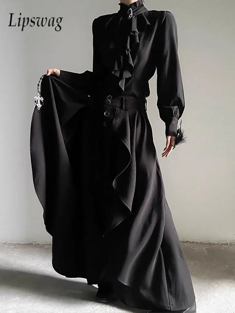 Daily Outdoor Paneled Culottes Mens 2026 Autumn Warm Loose Fit Skirt Pants For Male Streetwear Vintage Solid Color Bottoms