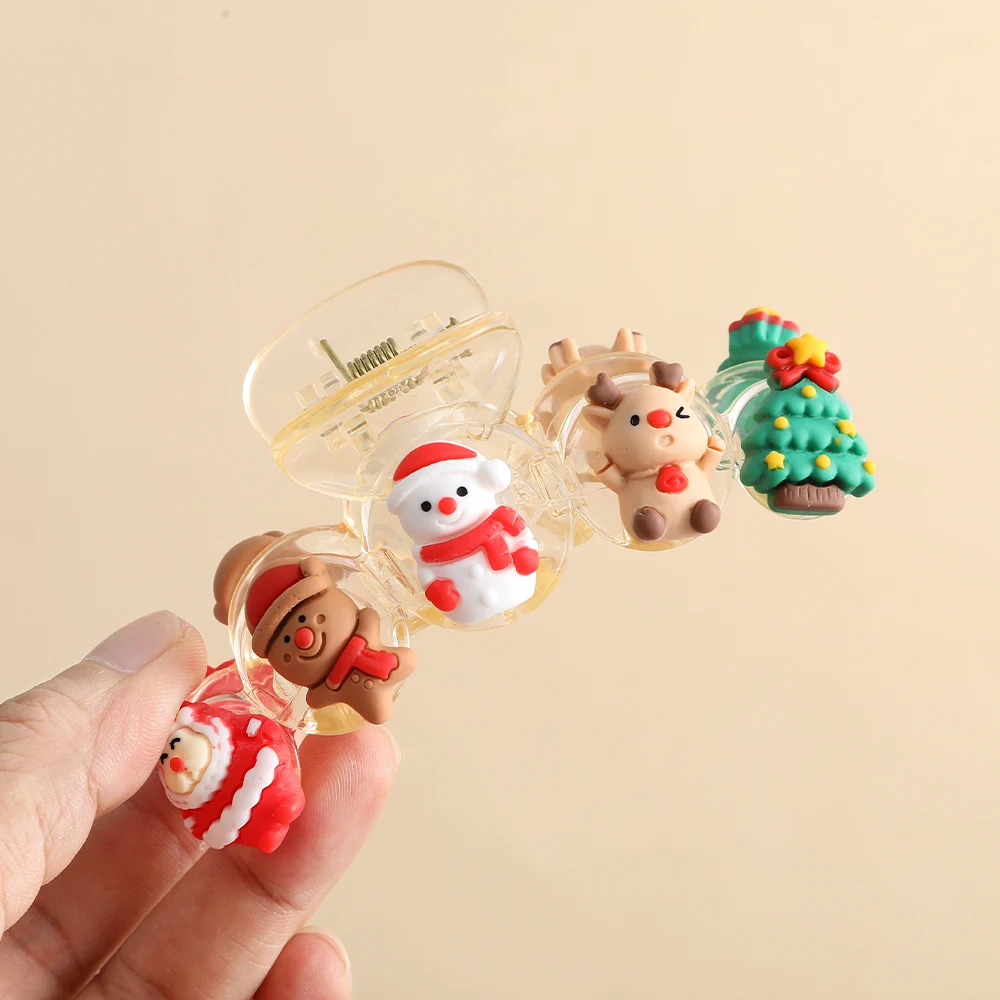 Christmas Transparent Acrylic Hair Clip New Cute Large Hair Claw Barrettes Hairpin Hair Accessories Headwear