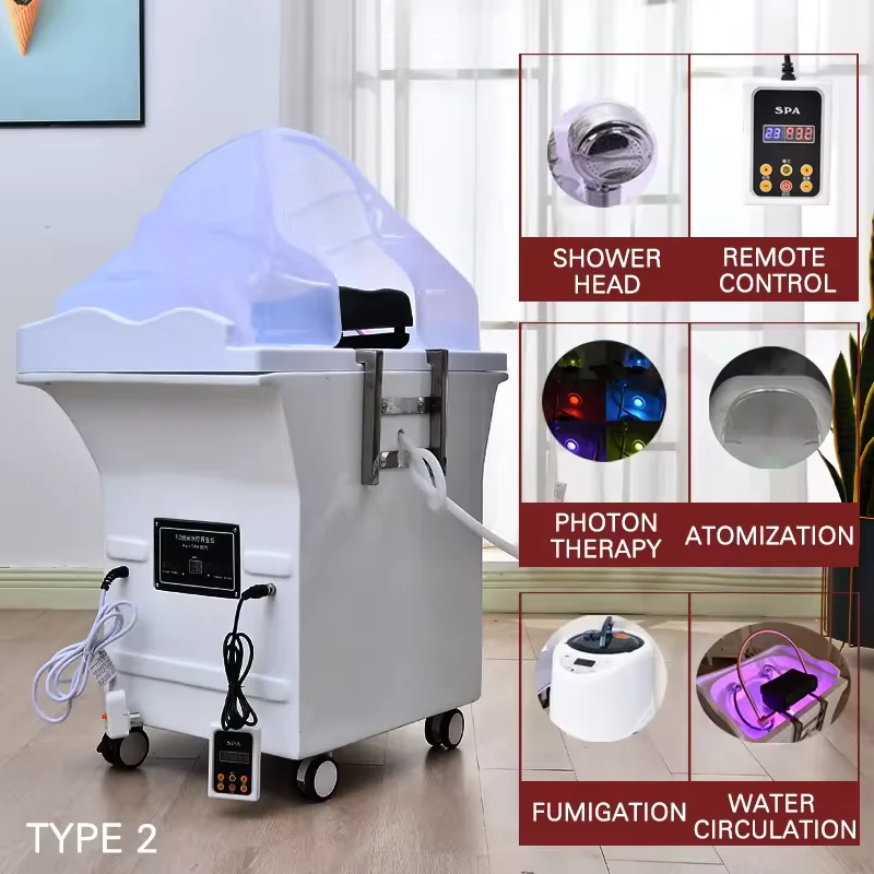 Head Spa Shampoo Chair Hair Salon Hair Wash Adjust Water Circulation Mobile Shampoo Basin Multifunctional Fumigable Shampoo Bowl