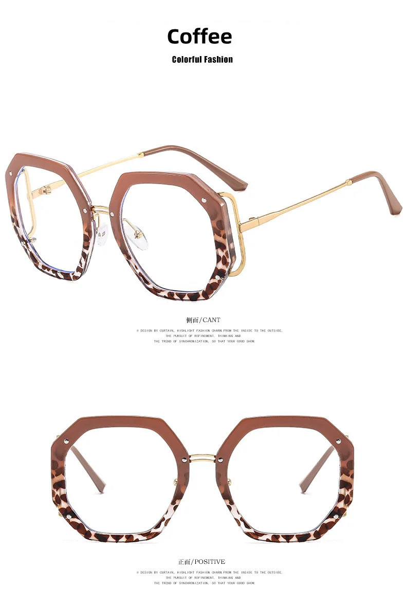 2023 neue Marke Design Mode Große Polygon Frauen Gläser Rahmen Photochrome Anti Blau Licht Computer Lesen Hyperopie Brillen – Detail 7