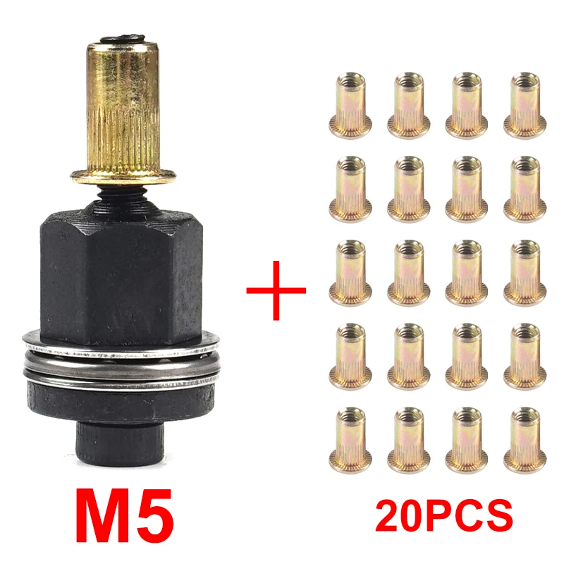 21pcs+1pc Hand Rivet Nut Manual Riveter Nut Tool Accessory for Nuts M4 M5 M6 M8 M10 Simple Installation image 3