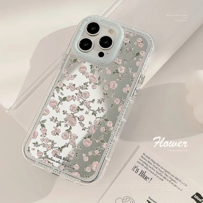

MintinsPink Rose Mirror Suitable17Apple16Phone caseiPhone14ProMaxKorean Style12/11