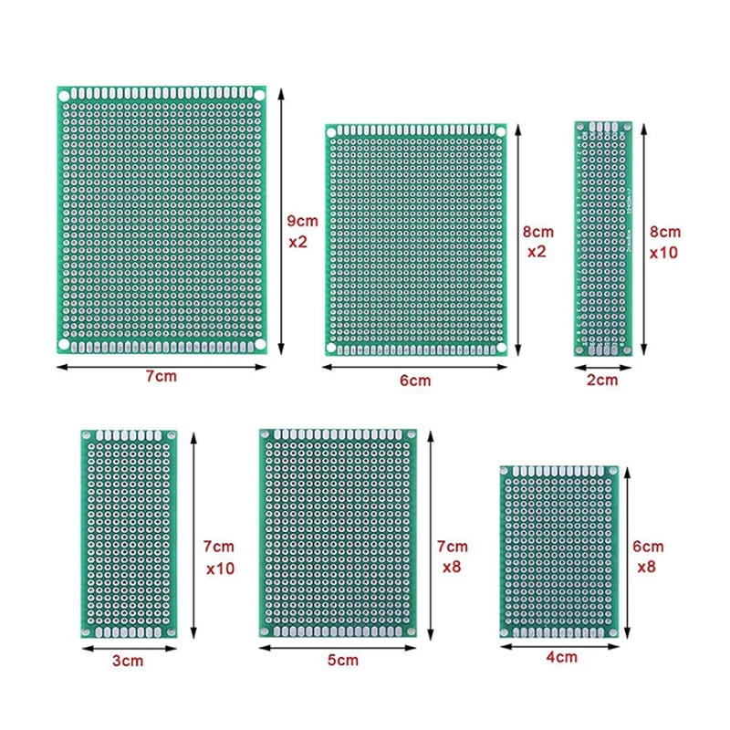 Zestaw płyt PCB 20/40 szt. 2×8 3×7 4×6 5×7 6×8 7×9mm 2.54mm Dwustronne płytki prototypowe, zestaw asortymentowy — zdjęcie produktu 5
