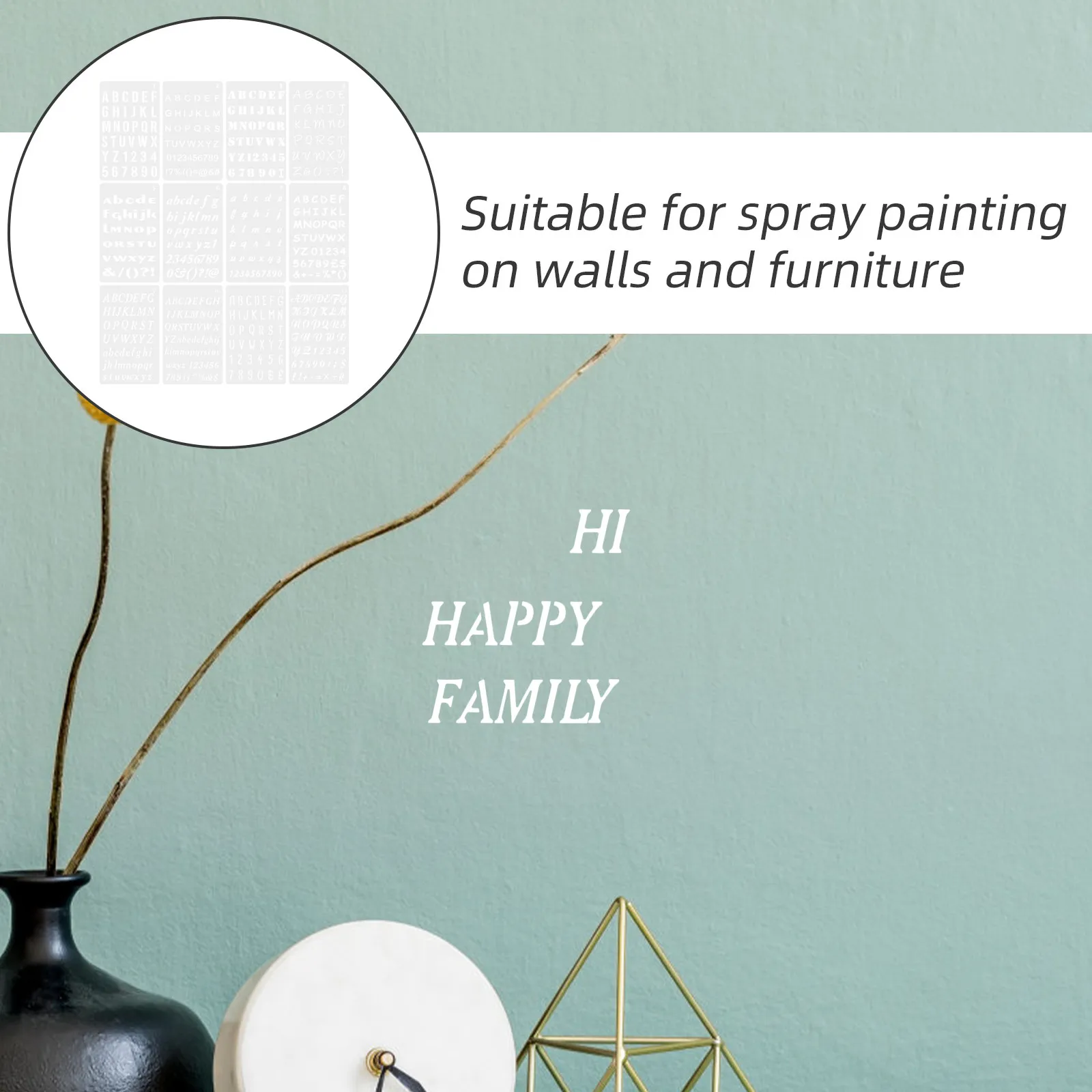 

12 Sheets Letter Stencils Multipurpose Pet Craft Painting Stencils Reusable for Wall Furniture Spray Airbrush DIY Art DIY