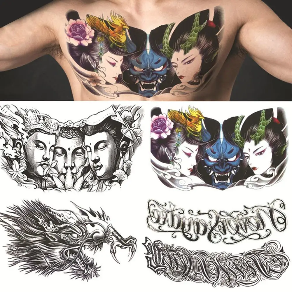 Temporary Tattoos Men Shoulder Tattoos Large Chest Body Sexy Tattoo Sticker Waterproof Tatoo Fake Make Up Pattern Stickers