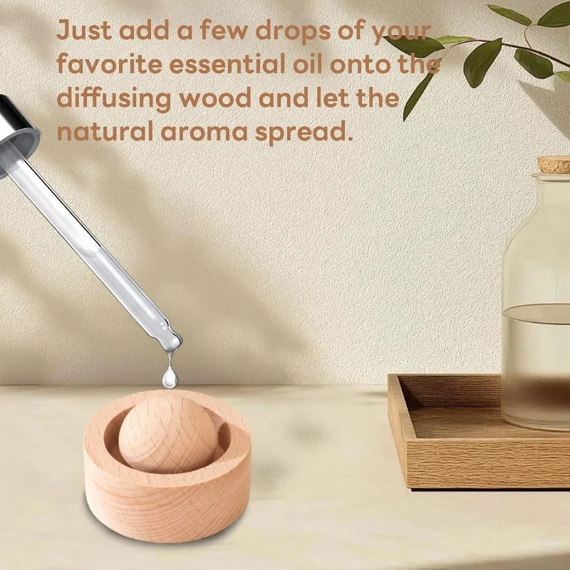 Cute Mini Wooden Essential Oil Diffuser Natural Fragrance Aromatherapy Diffuser for Car Home Bedroom Living Room Bathroom image 4