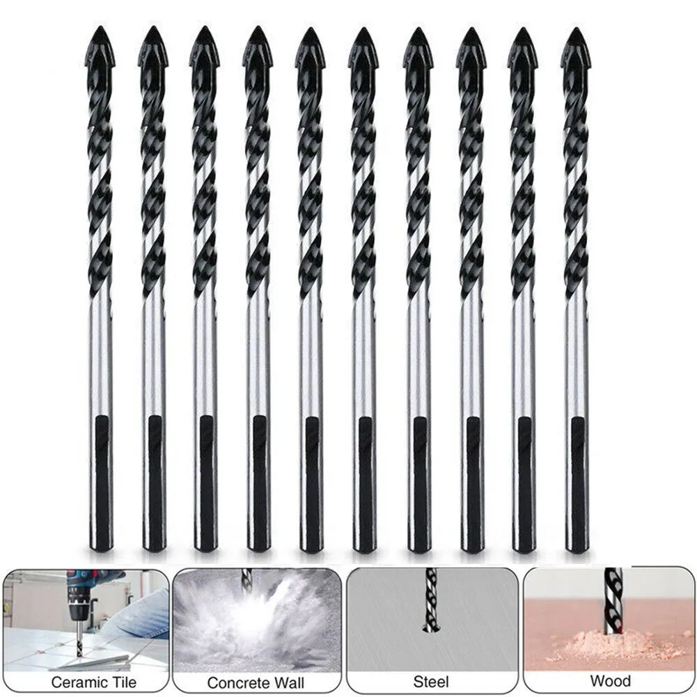 

10pcs 6mm Multifunctional Triangle Drill Bit Diamond Drills Ceramic Tile Concrete Brick Wood Glass Punching Metal Drilling Tools