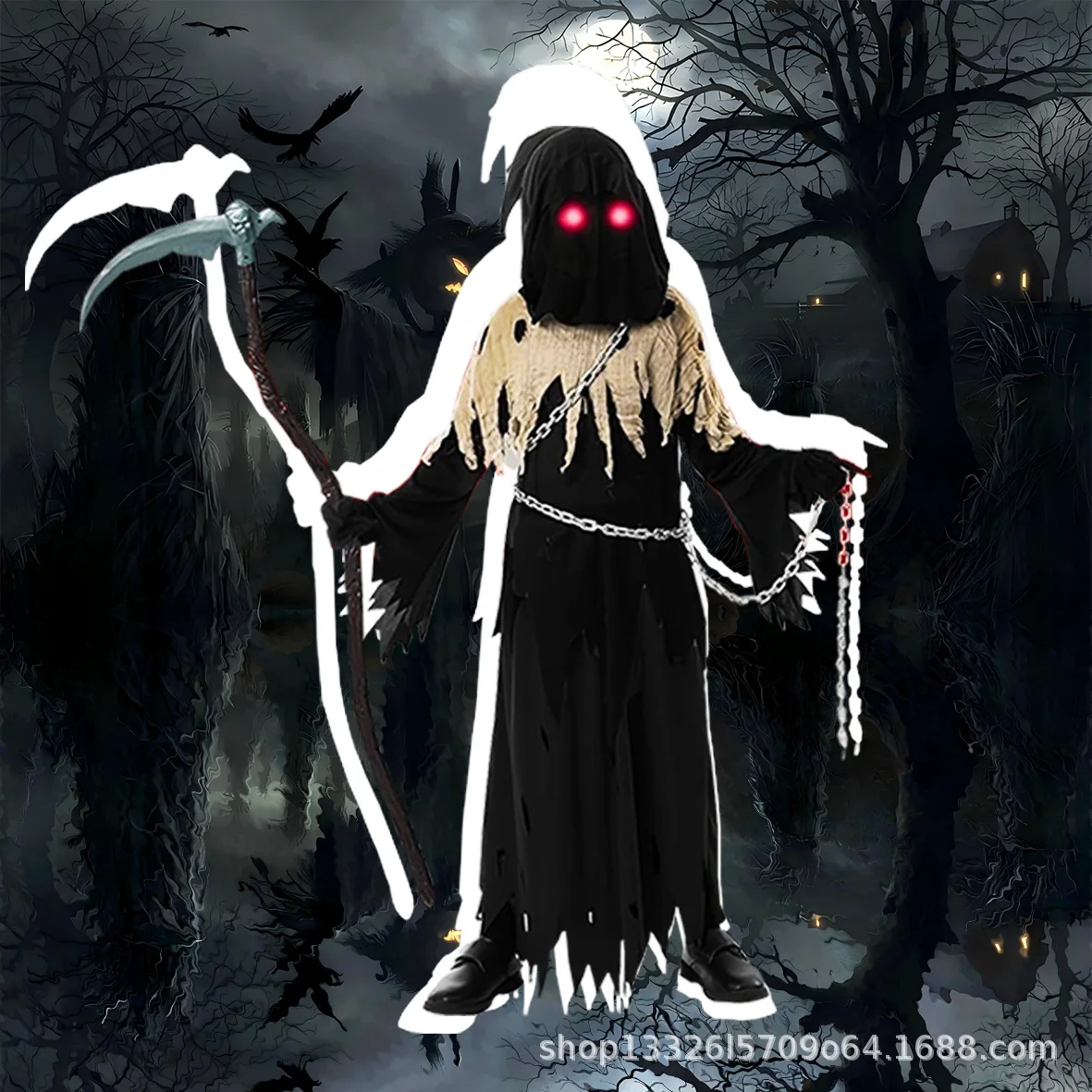 فستان الهالوين للحفلات باللونين البني والأسود، عرض ساخن، أزياء شبح الهالوين للأولاد 2025 بدلة كرنفال جديدة