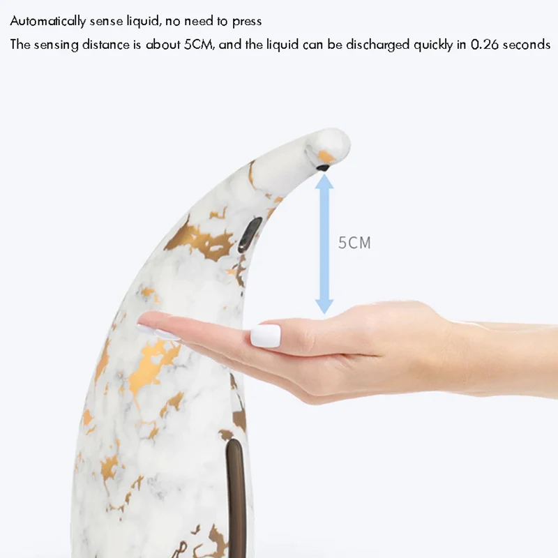 Automatic Soap Dispenser Touchless Hand Sanitizer Liquid Dispenser with Marble Pattern, Waterproof Battery Operated 300ML