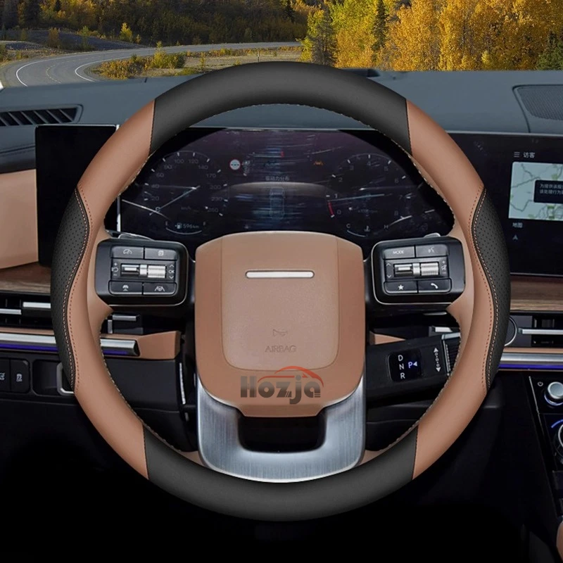 

Leather Car Steering Wheel Cover for ALL New Hyundai Palisade Kona Santa Fe Tucson Nx4 2024 2025 2026 Interior Accessories