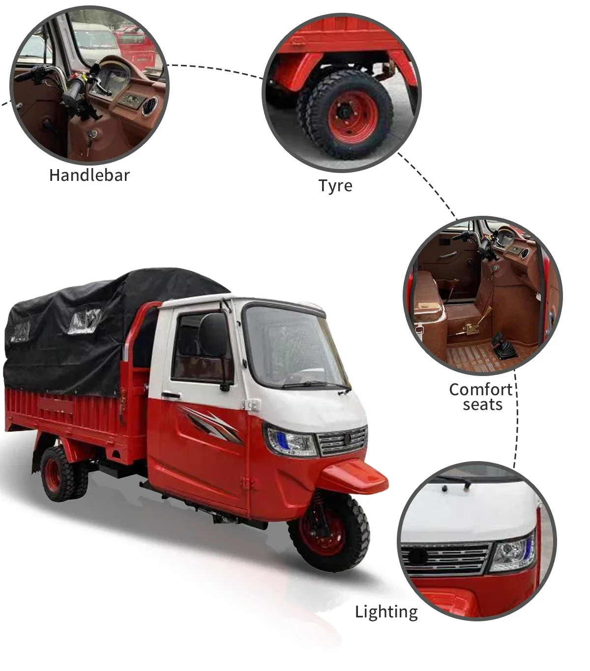 electric motorized cargo tricycles with cabin motocarga 250cc 3 wheel motorcycle ghana