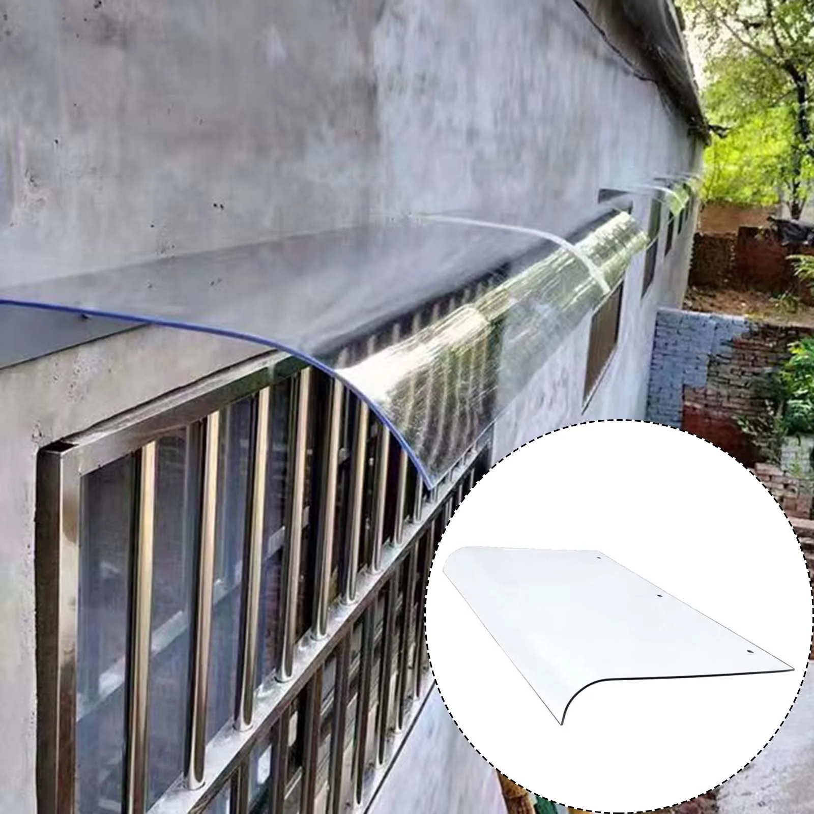Window Canopy Window Awning PC Rain Snow Without Brackets Durable Front Door Canopy Window Awning Wall Mounted