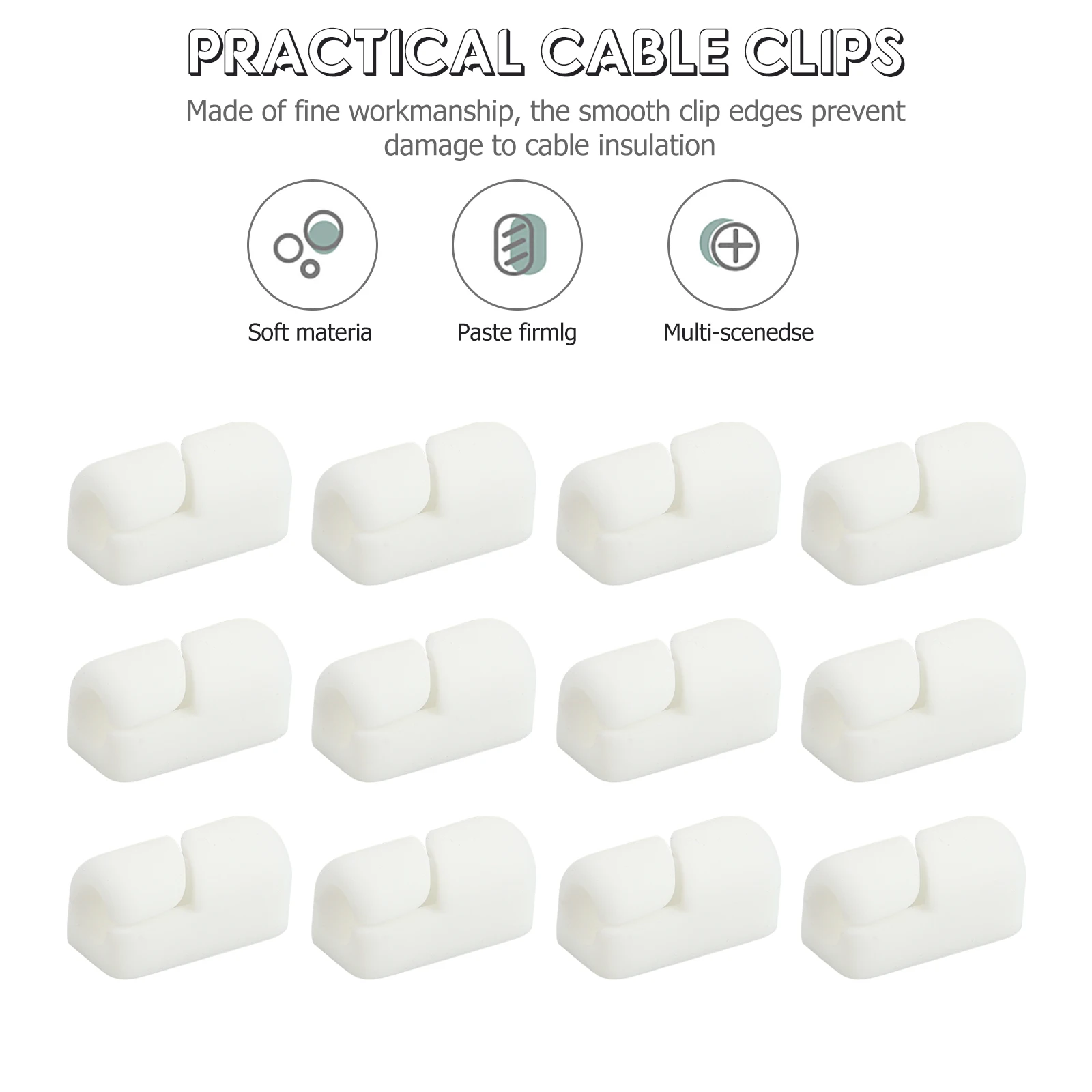 

20 pcs Silicone Fixing Clips Cable Management Clips Durable Wire Organizer Cable Clamps Smooth Edge For Home Office Desktop