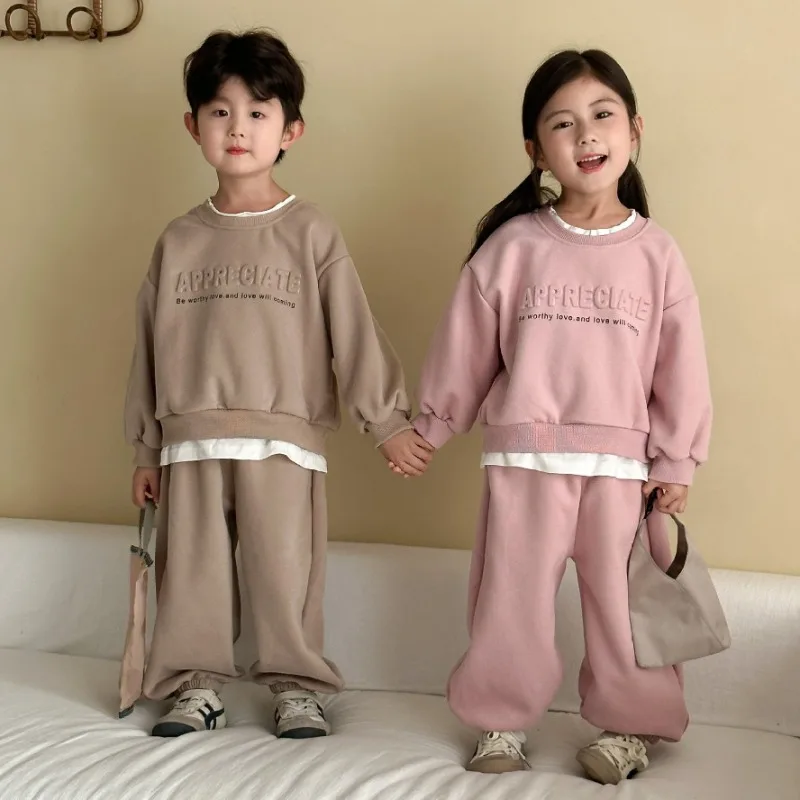 

Новая осенняя одежда для братьев и сестер, лоскутная толстовка с круглым вырезом и штаны для мальчиков и девочек, комплекты детской одежды из 2 предметов, комплекты с капюшоном в спортивном стиле