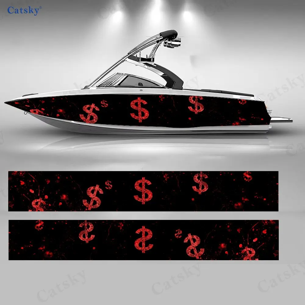 

Red Flame Wealth Boat Stickers, PVC Waterproof Durable Vinyl Wrap Decals for Fishing Boats, Durable and Stylish Design