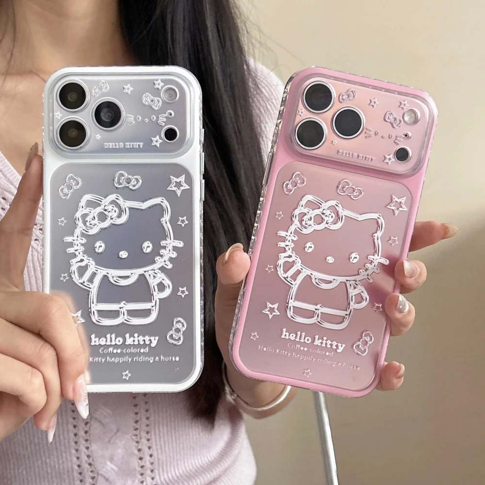 Funda Protectora para iPhone 15 Pro, 16, 17 Pro Max con Diseño de Estrella Rosa y Plateada, Estilo Caricatura, a Prueba de Golpes, con Protección para la Cámara