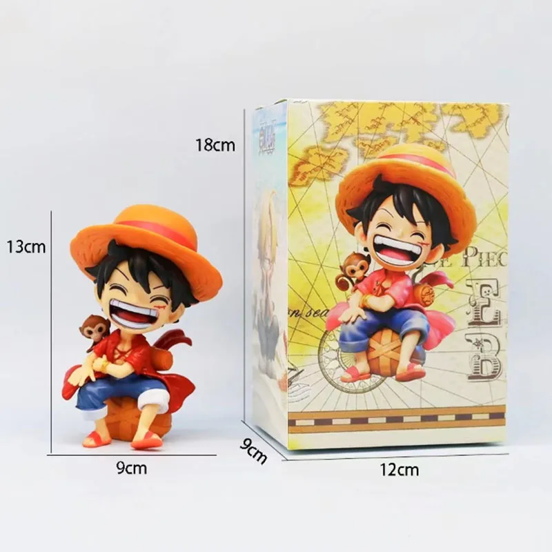 원피스 13cm 앉은 자세 Q Ver. 루피 조로 스마일 피규어 귀여운 애니메이션 캐릭터 자동차 장식 모델 장난감 인형 장식품