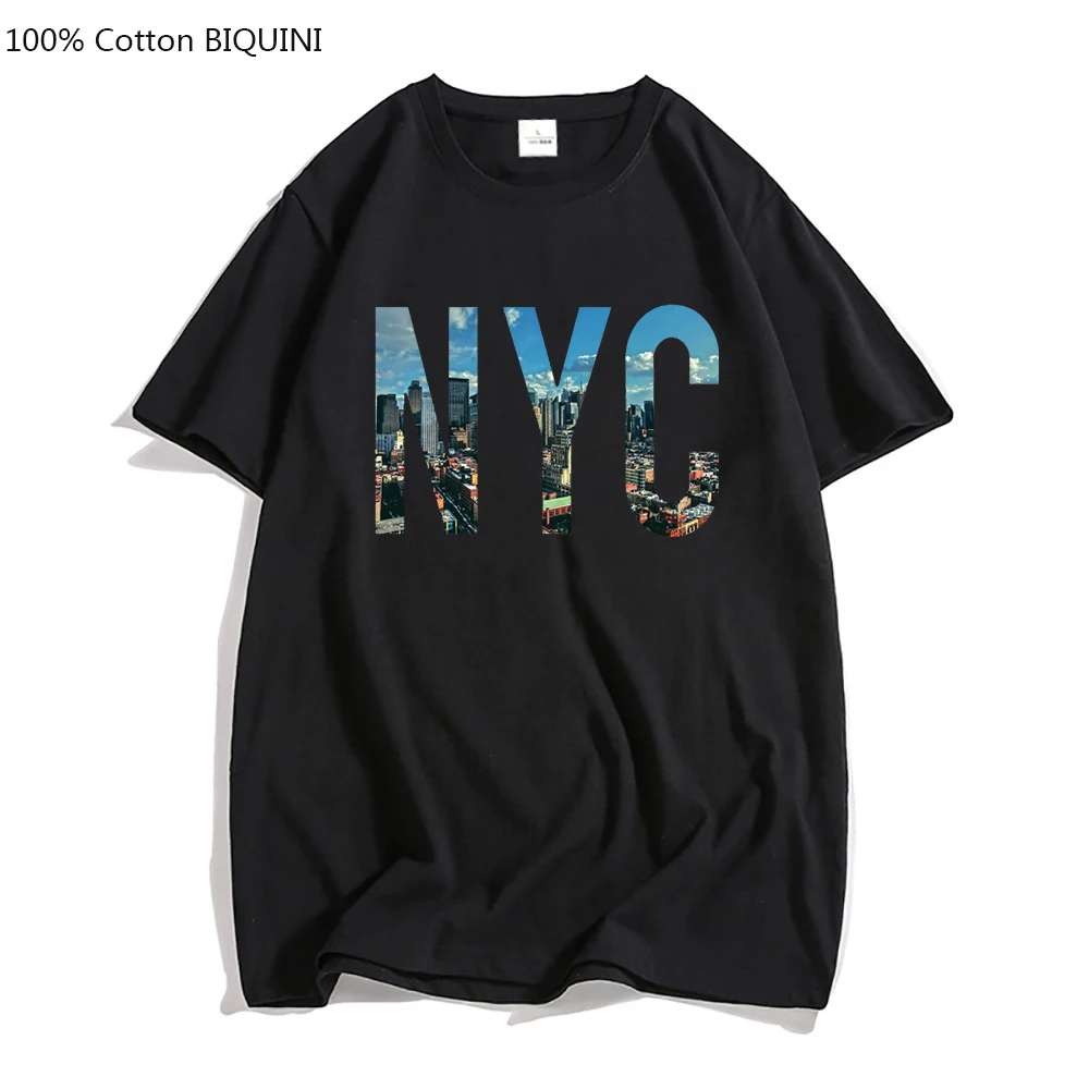 

NYC New York Letter Printing Tshirt 100% Cotton shirts for Men/women Graphic Summer Top Casual Oversized Male Streetwear T-shirt