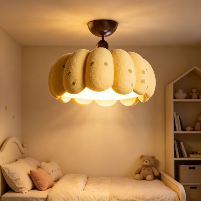 French Cream Style Pumpkin Home Ceiling Lamps Good-looking Bedroom Foyer Kid Room Decor Lighti Fixture Indoor Lighting 2026 New